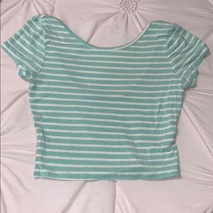 Guess mint and white crop top